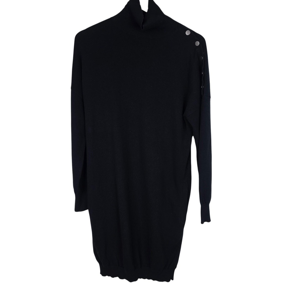 ADRIANO GOLDSCHMIED Sweater Dress Womens Small Black Wool High Neck Pockets